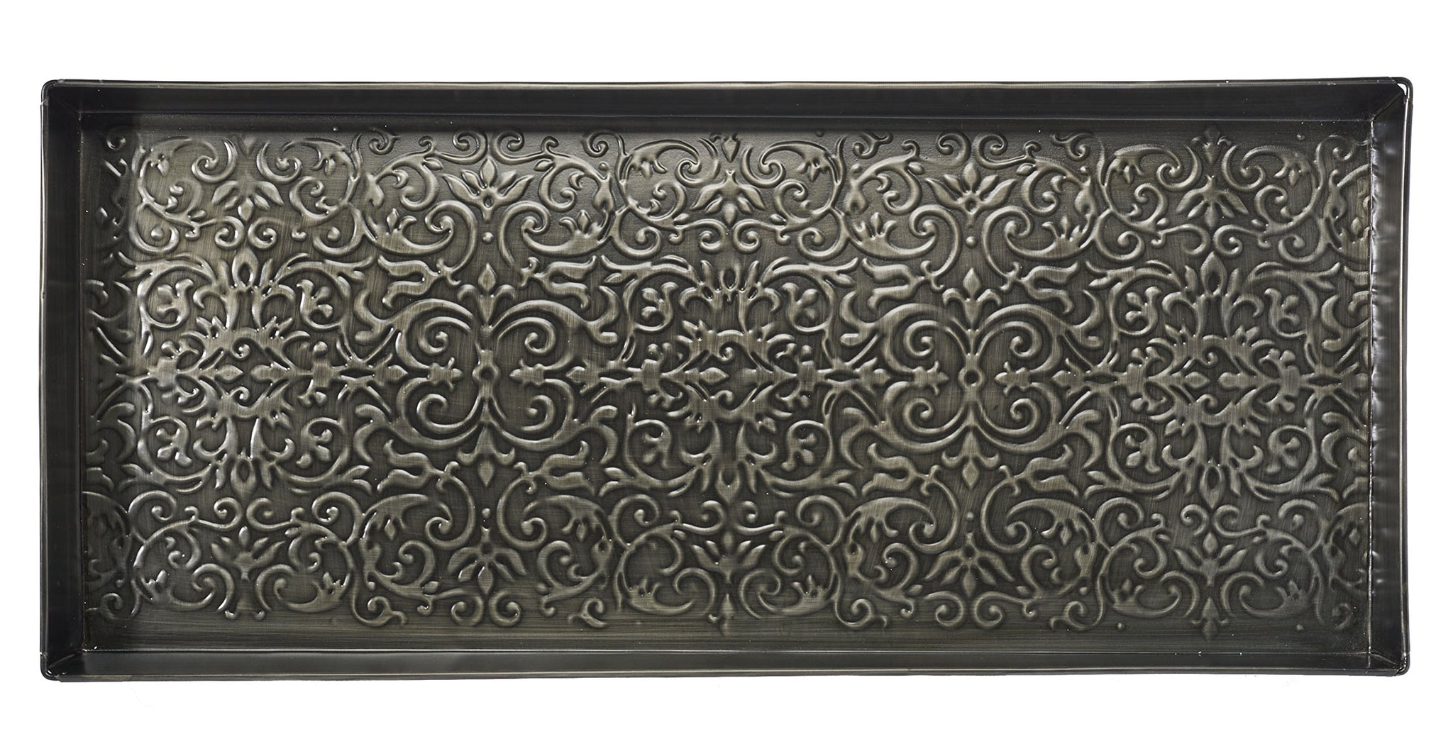 HF by LT Enchanted Scroll Pattern Metal Boot, 30 x 13 inches, Antique Zinc Finish
