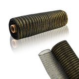 GouZaak 2 Rolls Black and Gold Deco Mesh Ribbon Party Decorations 10 in x 30 ft,Metallic Poly Mesh Ribbon Rolls for DIY Bee Day 