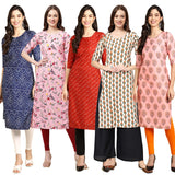 Pinkmint Women's Crepe Digital Print Straight Kurta (Pack of 5) [S-366-339-370-352-368-XL]
