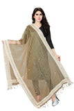 RANI SAAHIBA Bhagalpuri Mirror Work Organza Tissue Dupatta (SKRDD1403_Ecru)