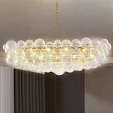 Nordic Bubble Ball Swirled Glass Long Chandelier Over Dining Table