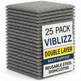 Viblizz NonScratch Wire Dishcloth Scrubber, Reusable Steel Cleaning Cloth for Dishes, Utensils, Sinks, Counters Wet & Dry Mul