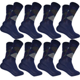 Kaneekshi MenS Diamond Cut Organic Cotton Crew Length Socks (Navy, Pack Of 8 Pairs)