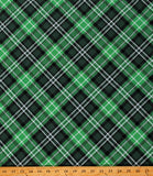Cotton Green Plaid Saint Patrick's Day Green White Black Cotton Fabric Print by The Yard (D563.66)