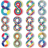Fulmoon 120 Pcs Anxiety Sensory Stickers Textured Strips Tactile Rough Calm Sensory Stickers Adhesive Tactile Number 8 Shape Fid