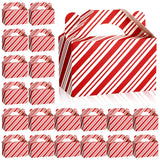 Cholemy 50 Pcs Christmas Treat Boxes with Handle Red and White Design Boxes Christmas Cookie Candy Boxes Xmas Party Paper Gift W