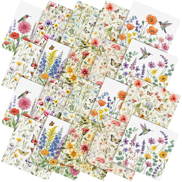 Hahafelt 10 Pcs Spring Wildflower Quilting Fabric Bundles 20 x 20 Inch ...
