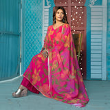 Gosriki Women'S Rayon Anarkali Printed Kurta With Pant & Dupatta (Butki Pink-Gs_S_Pink_Small),Pink,,B0CBPR8SPJ