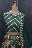 Fashion Basket Women'S Floral Organza Semi Stitched Green Lehenga Choli Green Free Size Fb-Lh-L8097-Green