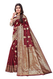 Sugathari Womens Banarasi Saree Pure Kanjivaram Silk Saree Soft New Ladies 2023 Design Wear Pattu Sarees Latest Cotton Party Sari Collections With Blouse Piece For Wedding Sadi (Sam Pari-120 Maroon)