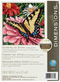 Dimensions 07232 Butterfly and Zinnias Nature Needlepoint Kit, 5 W x 5 H