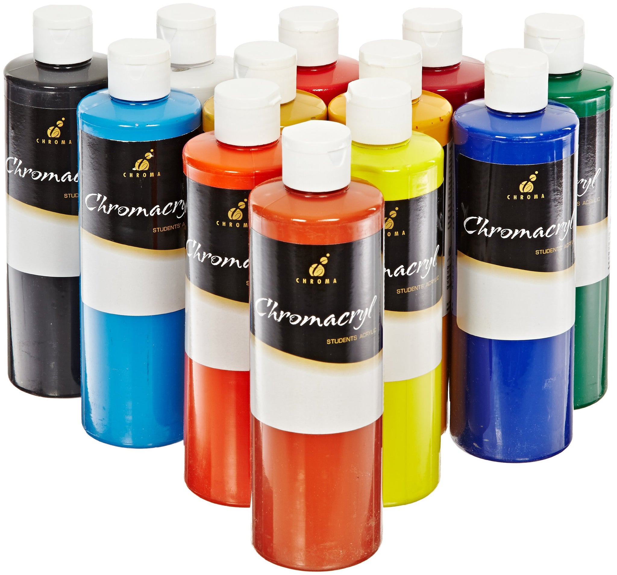 Chroma Chromacryl Premium Acrylic Paint - Pints - Set Of 12 - Assorted Colors