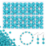 YONOVO 100Pcs 10mm Aquamarine Rhinestone Beads for Jewelry Making, Shiny Round Disco Ball Sparkly Beads Bulk with 10-Grid Storag