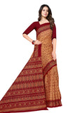 Tamaira Fashion Womens Plain Weave Pure Cotton Saree Without Blouse Piece(1362_Beigeandred)