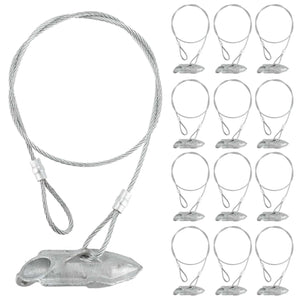 12 Pack Ground Earth Anchors - Easy Hook Anchor With 30' Long X 1/8' Cable, Ideal For Securing Shed, Fence, Green House, Swing Set And More.,Garden Stakes