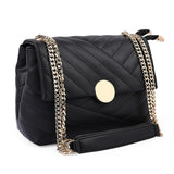 Adisa Women'S Girls Quilted Cross Body Sling Bag With Gold Chain (Sl5136_Black),Black,,B0D6X5VQ3K