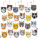 Frienda 24 Pcs Cat Diamond Painting Keychains Kit Cute Cat Diamond Art Key Chains Dot Drill Diamond Painting Ornaments Set DIY A