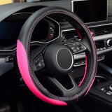 Labbyway Microfiber Leather Auto Car Steering Wheel Cover, Universal Fit 15 Inch Anti-Slip Wheel Protector, Pink