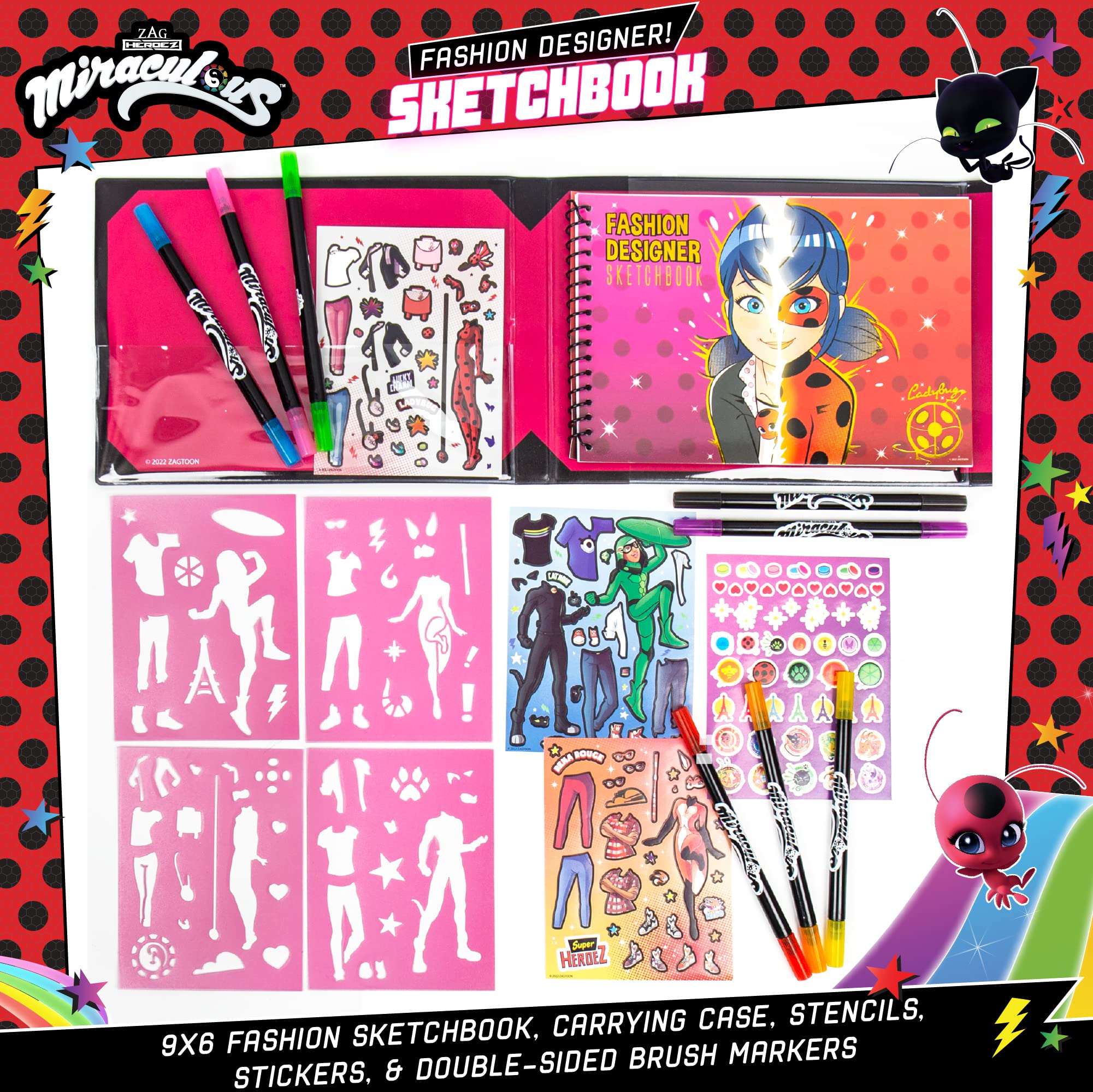 Miraculous Fashion Designer Sketchbook - Superhero Sketchbook for Kids Ages 6 & Up Ladybug Coloring Book