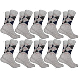 Queery MenS Diamond Cut Organic Cotton Crew Length Socks (Silver, Pack Of 10)