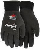 MCR Safety Gloves N9690FCL Ninja Ice Insulated Work Gloves 15Gauge Black Nylon with Acrylic Terry Interior Fully Coated with HP