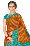 Tamaira Fashion Womens Plain Weave Pure Cotton Saree Without Blouse Piece(Ab15_Mustard&Seagreen)