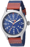 Timex Mens Expedition Scout 40mm Watch Gray Case Blue Dial with Blue & Brown Fabric & Leather Strap