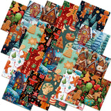 Hahafelt 10 Pcs Christmas Gingerbread Man Fabric Bundles 20 x 20 Inch Square Gingerbread Quilting Fat Fabric by The Yard Precuts