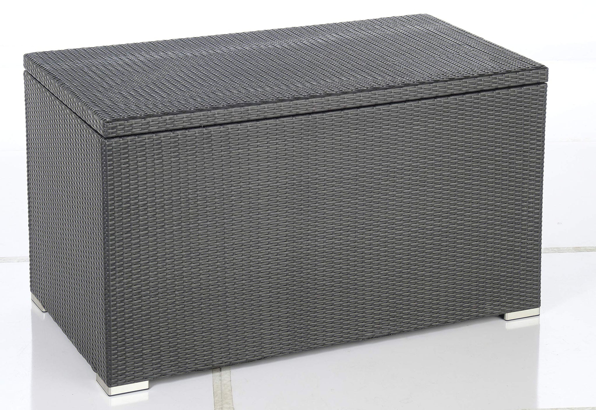 Alfresco Home 353-1815 Sicuro Medium Wicker Cushion Storage W/Hydraulic Lid Deck Box, Black