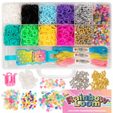 Rainbow Loom: 2,400 Bands & 1,000 Beads AutoLoom Rainbow Bliss Kit with AutoLoom & Finger Loom - DIY Braid & Bead Bracelet Jewel