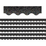 Teacher Created Resources Black Sparkle Scalloped Border Trim, 35 Feet Per Pack, 6 Packs