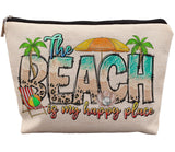 uinwk Beach Makeup Bag, Beach Gifts for Women Friends, Gifts for a Beach Lover, Beach Vacation Gifts, The Beach is My Happy Plac