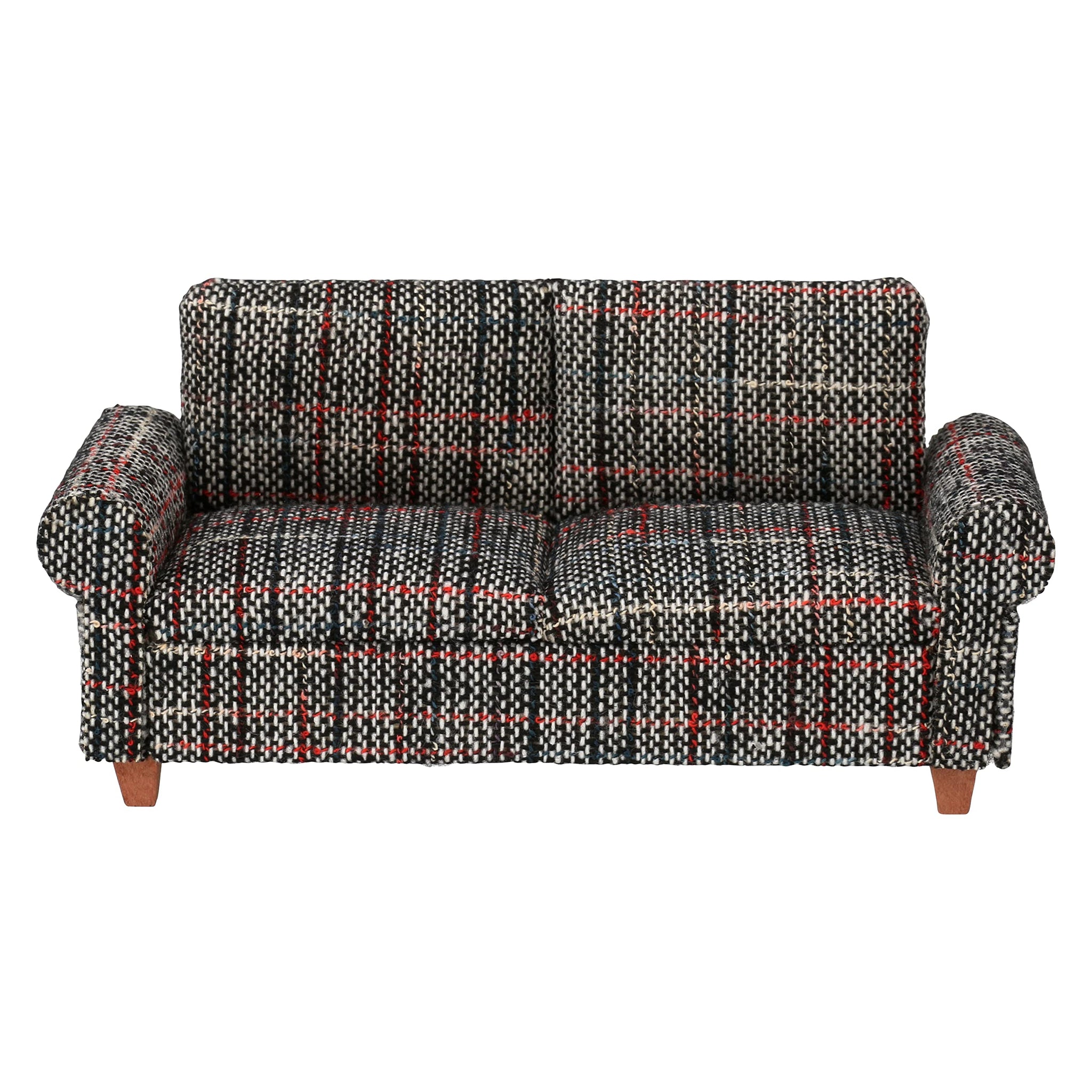 Gray Dollhouse Sofa Couch, Miniature Living Room Furniture Loveseat, Accessories for 6 inch Dolls, 1/12 Scale