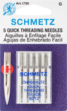 EuroNotions Quick Self Threading Machine Needles, Size 12/80, 5/pkg,Silver