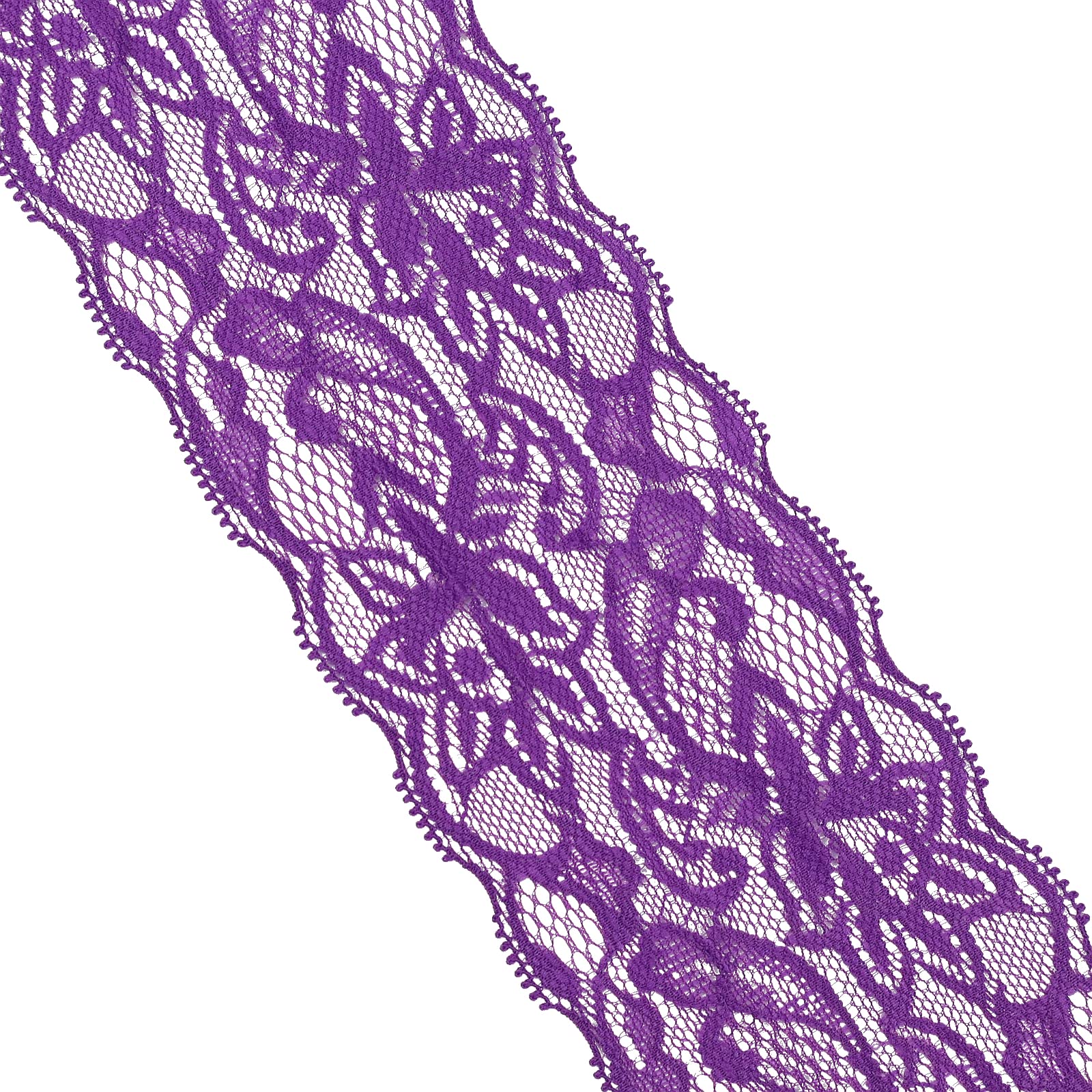 AIETSYEI Elastic Lace Trim 10 Yards Purple Floral Pattern Stretchy Lace Fabric for Sewing, Garments, DIY Crafts and Gift Wrappin