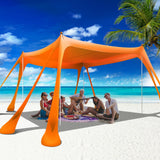 VIONMI Beach Canopy Beach Tent Pop Up Shade 10x10ft Sun Shelter UPF50+ with 8 Sandbags-2 Sand Shovel-4 Aluminum Poles-Ground Peg