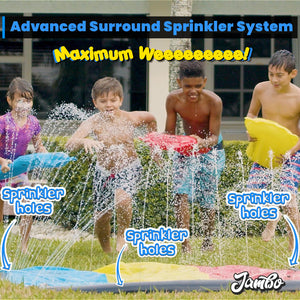 JAMBO 20Ft Premium 3 Lane Slip Splash and Slide with Bodyboards, Heavy Duty Water Slide- Advanced 3-Way Sprinkler System, Long S