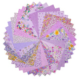 Hanjunzhao 42 pcs 10 Layer Cake Fabric with Purples, Pre-Cuts 10x10 Fabric Squares for Quilting, Sewing, Quilt, and Patchwork, L