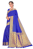 Glory Sarees Womens Banarasi Silk Blend Saree (Kara128_Royalblue_Royal Blue)