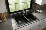 Karran QT-610 Drop-In Quartz Composite 33 in. 1-Hole 60/40 Double Bowl Kitchen Sink in Black
