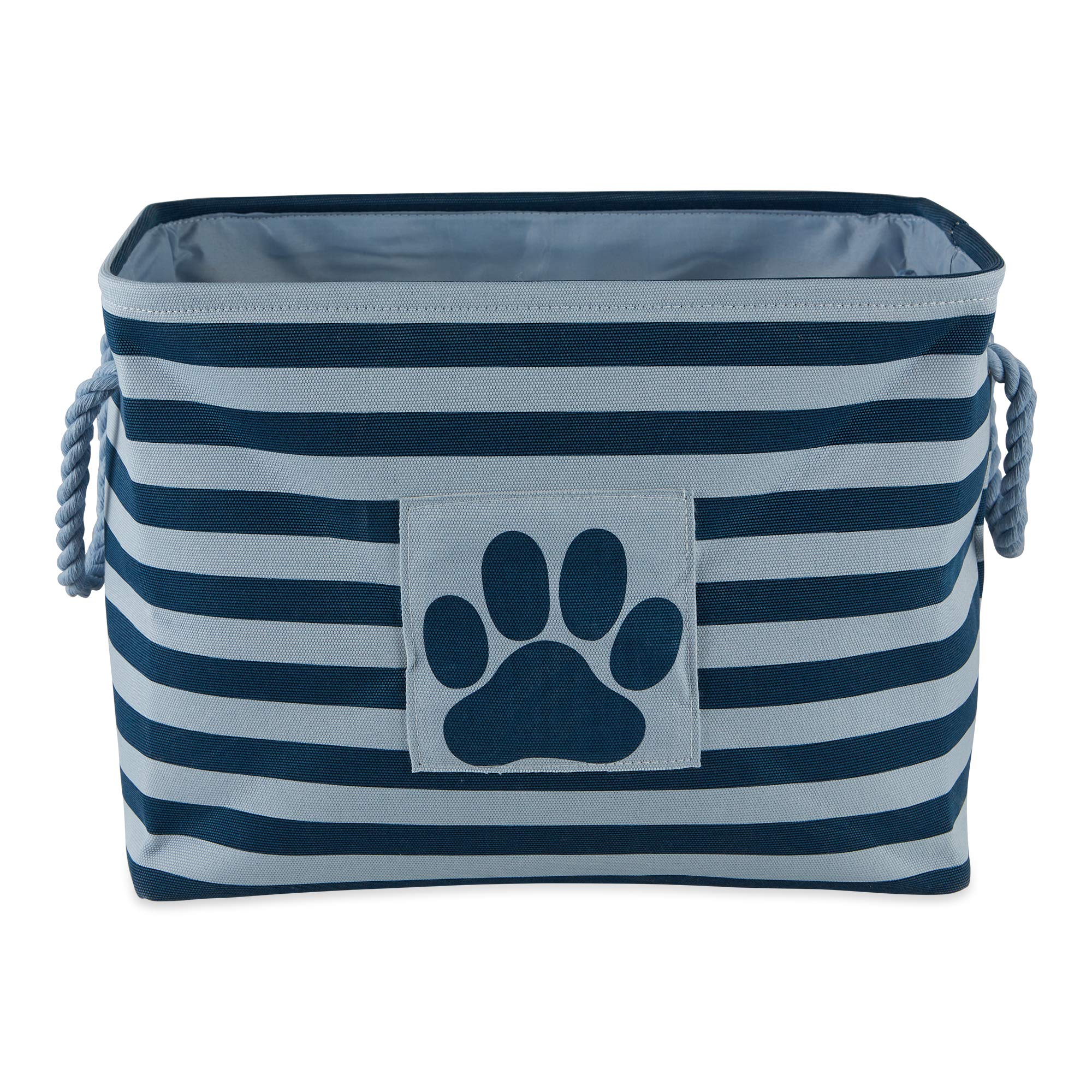 Bone Dry Pet Storage Collection Striped Paw Patch Bin, Large Rectangle, Dark Navy