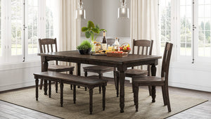 Jofran Madison County Reclaimed Solid Wood Rustic 78 Extension Farmhouse Dining Table, Barnwood Brown