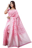 Glory Sarees Womens Banarasi Artificial Silk Saree With Blouse Piece (Kara124-Pink_Pink)