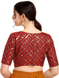 Oomph! Women'S Art Silk Half Sleeve Blouse (Rbbl145L_Brick Red_L)