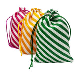 Striped Cotton Drawstring 6x4 inches Pouches,lehriya theme Return Gifting Potli Bags Multicolour, Pack Of 10