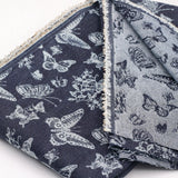 9.4 oz Unwashed Butterfly Jacquard Cotton Fabric, Deep Blue,180cm Width,Non-Stretch for Jeans,Jackets & DIY Sewing (Cut by The Y