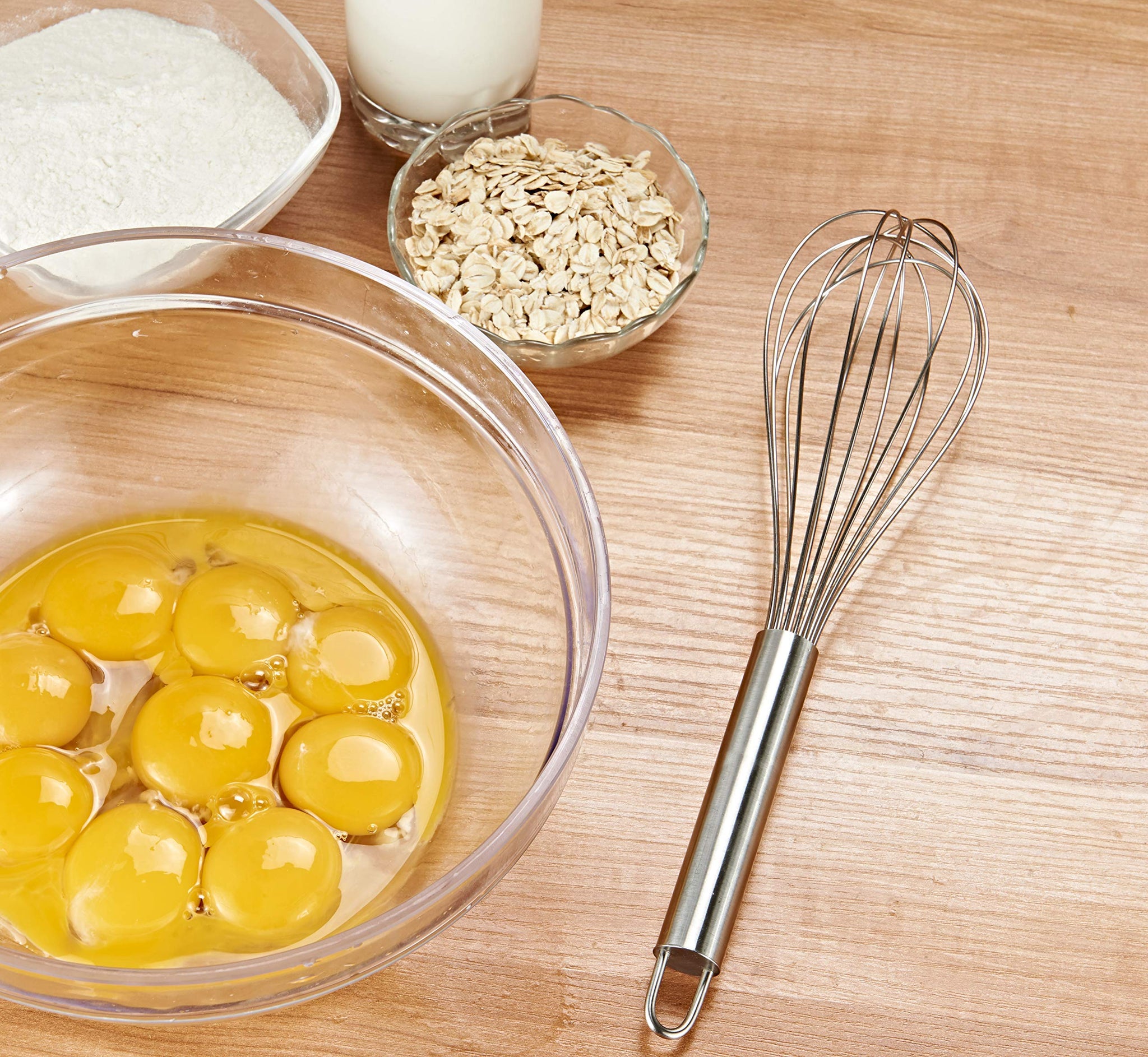 VITASUNHOW Stainless Steel Whisk Balloon Whisk 10 Wire Whisk Kitchen Whisk Handheld Whisk for Blending, Whisking, Beating, Sti