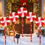 BRIGHTDECK Lollipop Solar Christmas Pathway Lights Outdoor, 5 Pack LED Christmas Decor with 8 Lighting Modes, Light Up Solar Sta
