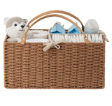 HBlife Baby Diaper Caddy Organizer, Paper Rope Storage Baskets Nursery Bin with Removable Divider, Portable Car Organizer for Di