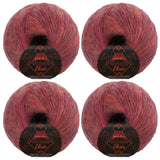 JubileeYarn Mohair Elixir Yarn - 50g/Skein Baby Wool Blend - Bloody Mary - 4 Balls